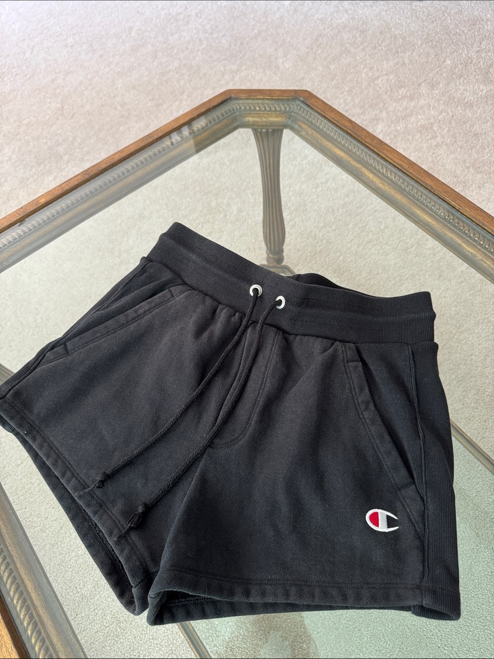 Champion Black Girls' Logo Drawstring Knit Shorts